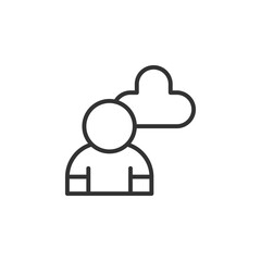 Silhouette of a Person with a Cloud Overhead Representing Mental Health and Emotional Reflection in a Minimalist Iconic Style
