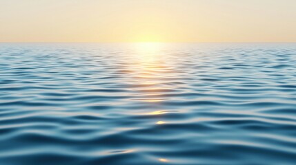 Obraz premium A serene ocean view at sunset, with gentle waves reflecting warm hues and a peaceful atmosphere.