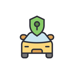 Car safety colored icons, minimalist vector illustration ,simple transparent graphic element .Isolated on white background