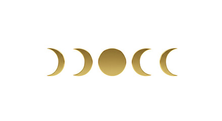 Obraz premium Minimalist golden moon phases illustration on a pristine white backdrop