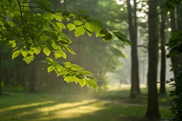 Obraz premium Nature action in a green forest capturing environment with blur nature background