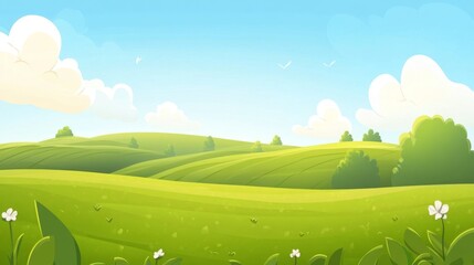 Obraz premium Serene Springtime Hillscape Illustration