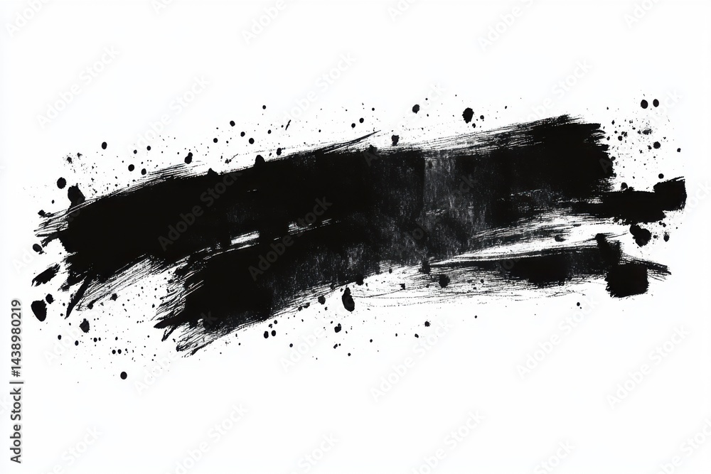 Aufkleber abstract black paint stroke on white background. splashes and brushstrokes create dynamic design ele