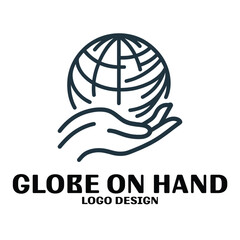 Globe On Hand Vector Logo Design