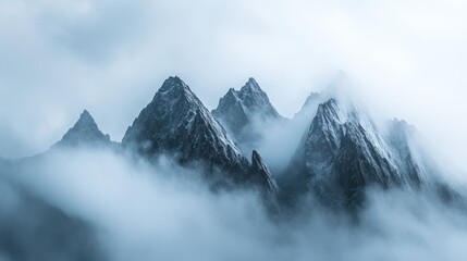 Misty Mountain Majesty: A Breathtaking View of Enigmatic Peaks