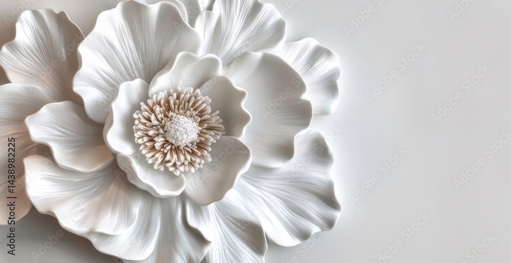Aufkleber 白い花びらの手作りの花のクローズアップ背景白い表面芸術デザインエレガントな装飾の詳細