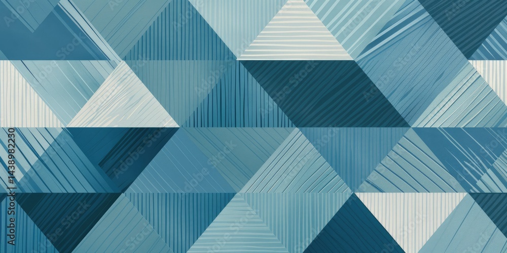 Poster the abstract picture of the blue triangle repetitive pattern polygon geometry in the background, geo