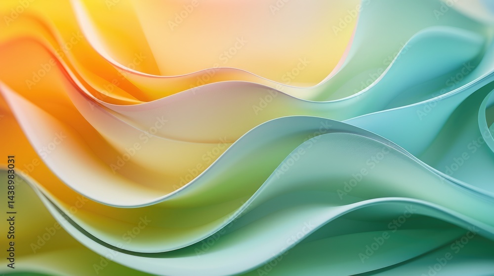 Poster abstract flowing fabric like waves in green and yellow tones. modern background design for art and p