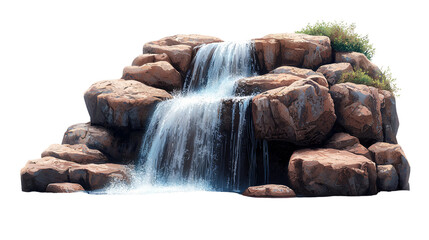 Cascading waterfall scene natural landscape digital art tranquil setting high-resolution viewpoint
