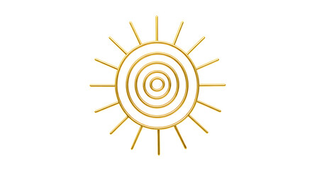 Stylized sun with a radiant golden glow on a pristine white background