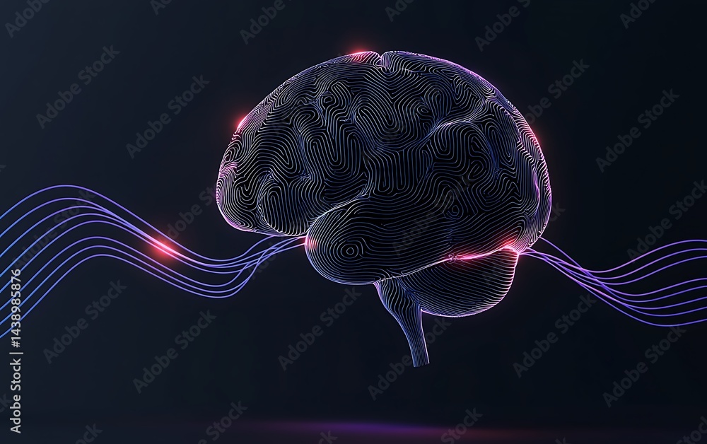 Poster abstract brain with neural connections