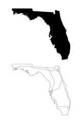Florida State Border With Interstate Highway Lines