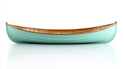 teal rowboat with wooden paddle showcases classic design, perfect for serene water adventures. Its smooth lines and vibrant color evoke sense of tranquility and exploration
