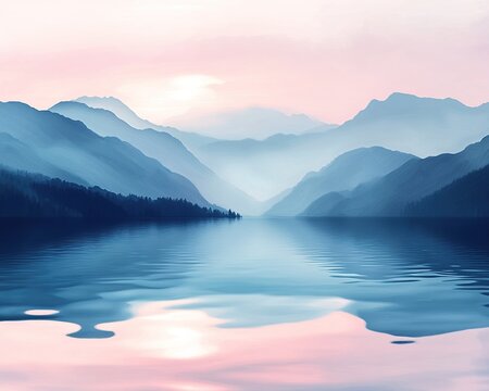 Serene mountain lake sunrise (5)