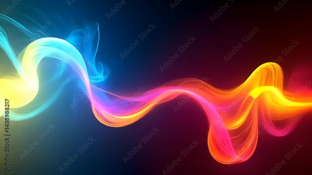 Poster colorful light waves moving in dynamic flowing patterns with vivid swirls