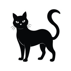 Obraz premium Black Cat Silhouette Vector Collection, Cute and Elegant Cat Illustrations for Halloween, Pet Logo, T-shirt Design, and Branding, Isolated Black Cats