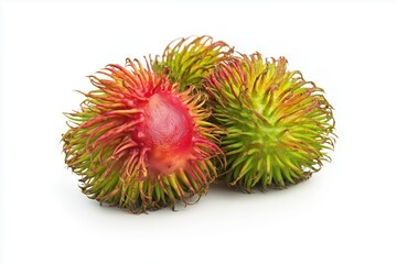 A whole rambutan, isolated on a white background