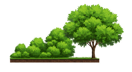 Lush Green Tree and Shrubbery Landscape Illustration