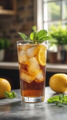 Refreshing Iced Tea with Lemon and Mint
