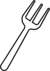 Fork Line Art Vector – Minimal Black and White Outline Illustration on White Background