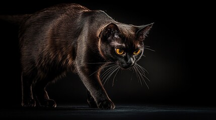 coat Burmese cat with shiny sable