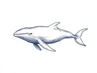 Obraz premium Detailed hand-drawn sketch of a whale