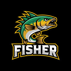 Aggressive Kingfish Esport Logo for Fishing and Gaming Teams