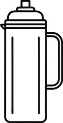 Tea Flask Line Art Vector – Minimal Black and White Thermos Outline on White Background
