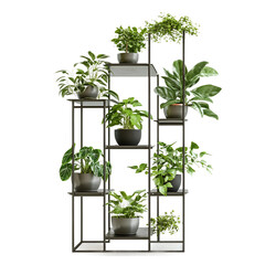 Fototapeta premium Stylish metal garden plant stand isolated on transparent background