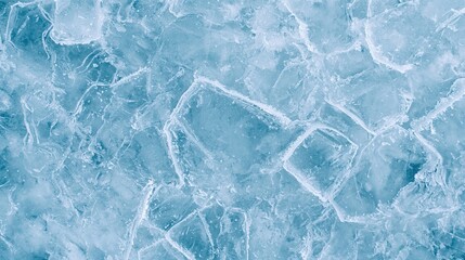 A close-up view of textured ice with intricate patterns, showcasing a cool blue hue and crystalline formations.
