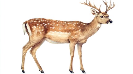 Naklejka premium Watercolor illustration of a spotted deer (2)