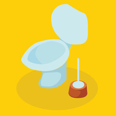 White ceramic toilet with toilet paper