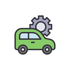 Car repair colored icons, minimalist vector illustration ,simple transparent graphic element .Isolated on white background