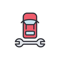 Car repair colored icons, minimalist vector illustration ,simple transparent graphic element .Isolated on white background