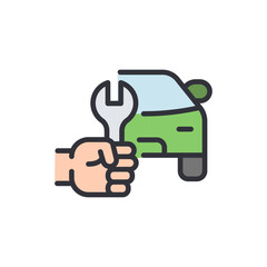 Obraz premium Car repair colored icons, minimalist vector illustration ,simple transparent graphic element .Isolated on white background