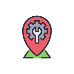 Repair location colored icons, minimalist vector illustration ,simple transparent graphic element .Isolated on white background