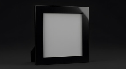 Blank Square Black Picture Frame on Dark Background Product Display