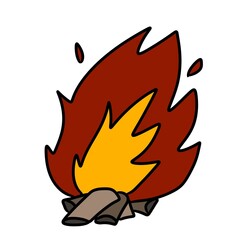 cartoon doodle campfire, illustration