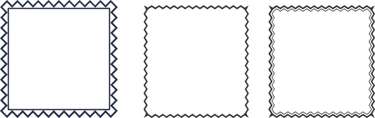 Zig zag wavy edge rectangle frame or border shapes set