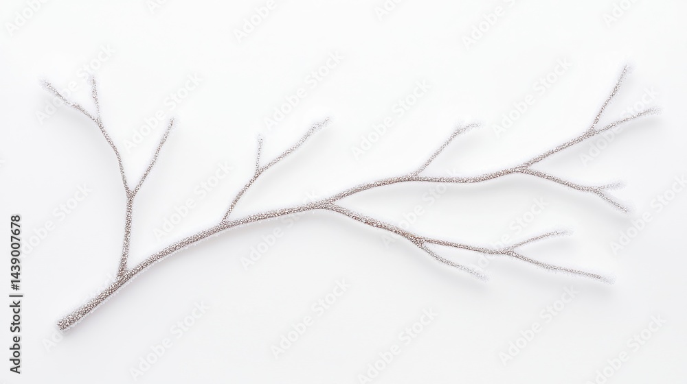 Poster a minimalistic image of a branch with multiple twigs, showcasing its natural form against a plain ba