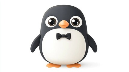Obraz premium Cute cartoon penguin with bow tie