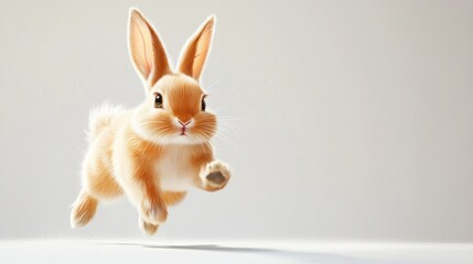 Obraz premium Adorable bunny leaping in mid-air