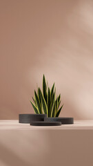 blank mockup ceramic texture curved cylinder podium in portrait minimal scene, 3d render