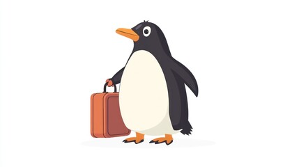 Obraz premium Cute penguin carrying a suitcase