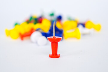 close up push pin with white background