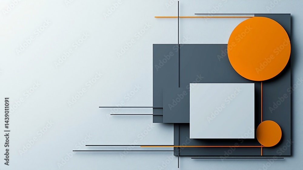 Poster abstract geometric design with layered shapes and lines