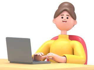 3D illustration of Asian woman Angela with clipboard.Transparent Background Mockup.Supports PNG files with transparent backgrounds.