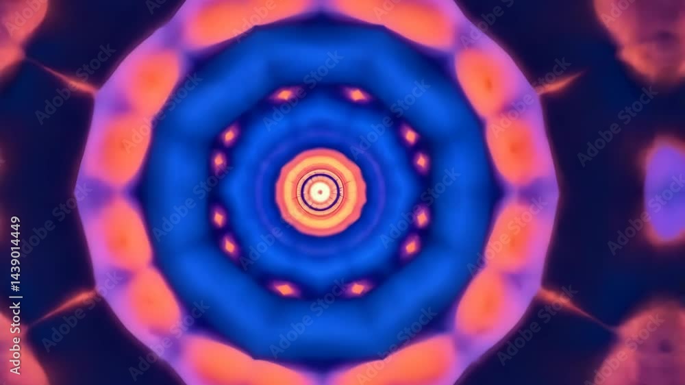 Poster mesmerizing kaleidoscopic pattern rotation with vibrant colors and symmetry