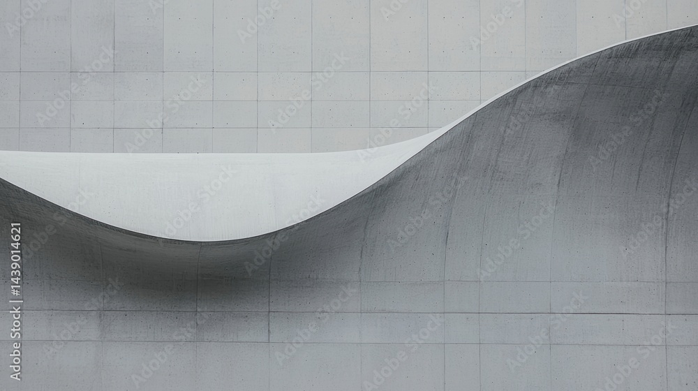 Poster a minimalist image featuring a smooth, curved design against a textured gray background, emphasizing