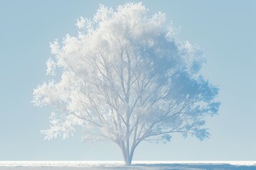 Frosty Tree with Winter Landscape.